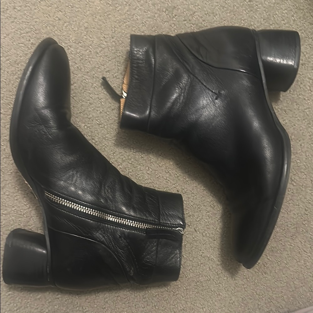 Black Leather Ankle Boots with Zipper